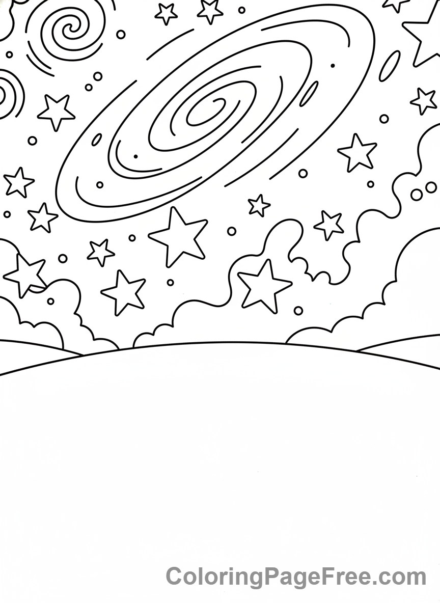 Galaxy coloring page - Starry night galaxy