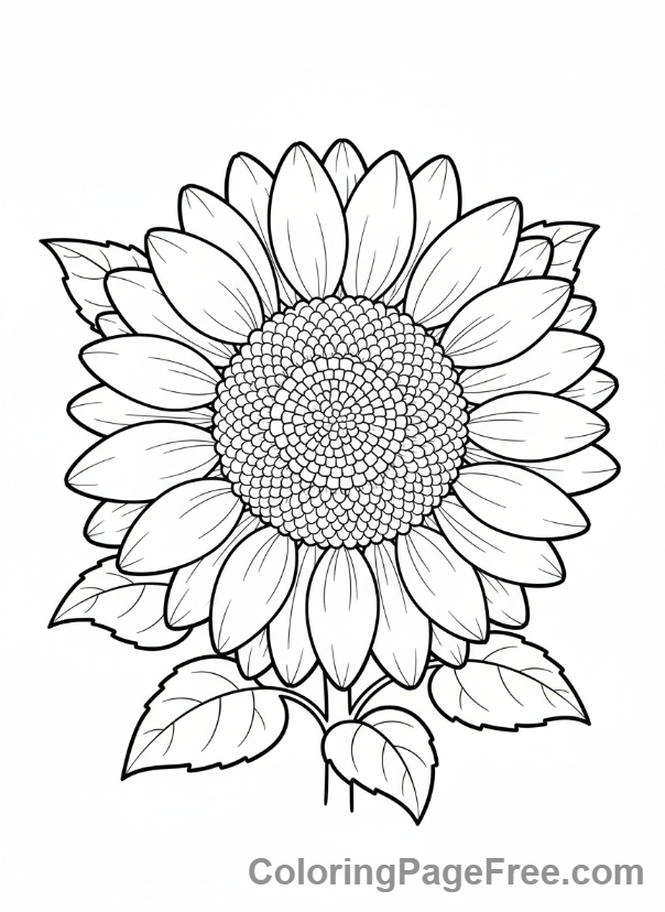 Garden coloring page - Sunflower close-up