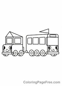 Geometric coloring page - Geometric car bus