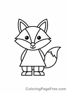 Geometric coloring page - Geometric fox outline