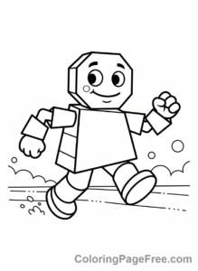 Geometric coloring page - Geometric friendly monster