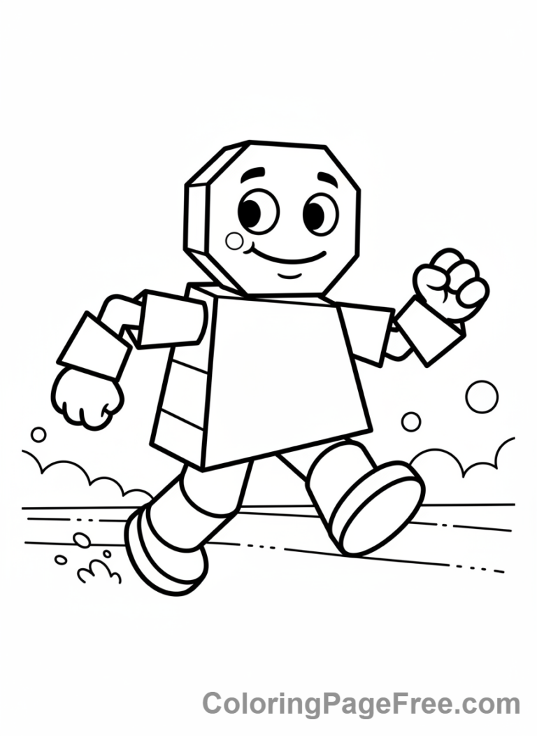 Geometric coloring page - Geometric friendly monster