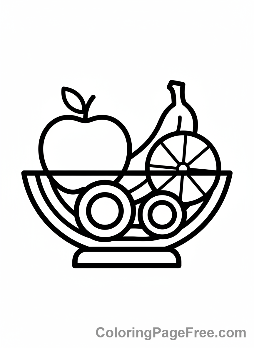 Geometric coloring page - Geometric fruit bowl