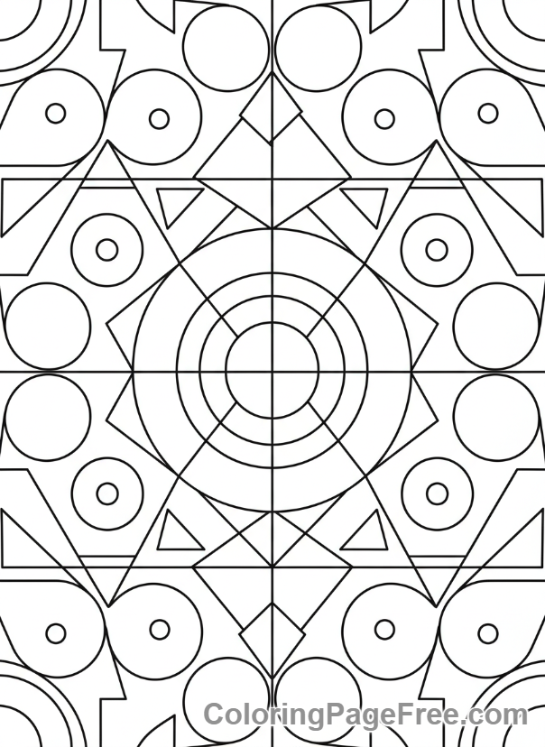 Geometric coloring page - Intricate geometric pattern