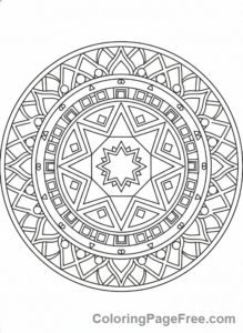 Geometric coloring page - Simple geometric mandala
