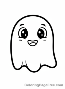 Ghost coloring page - Cute Ghost Smile