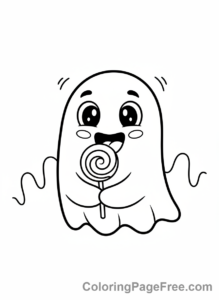 Ghost coloring page - Ghost Eating Candy