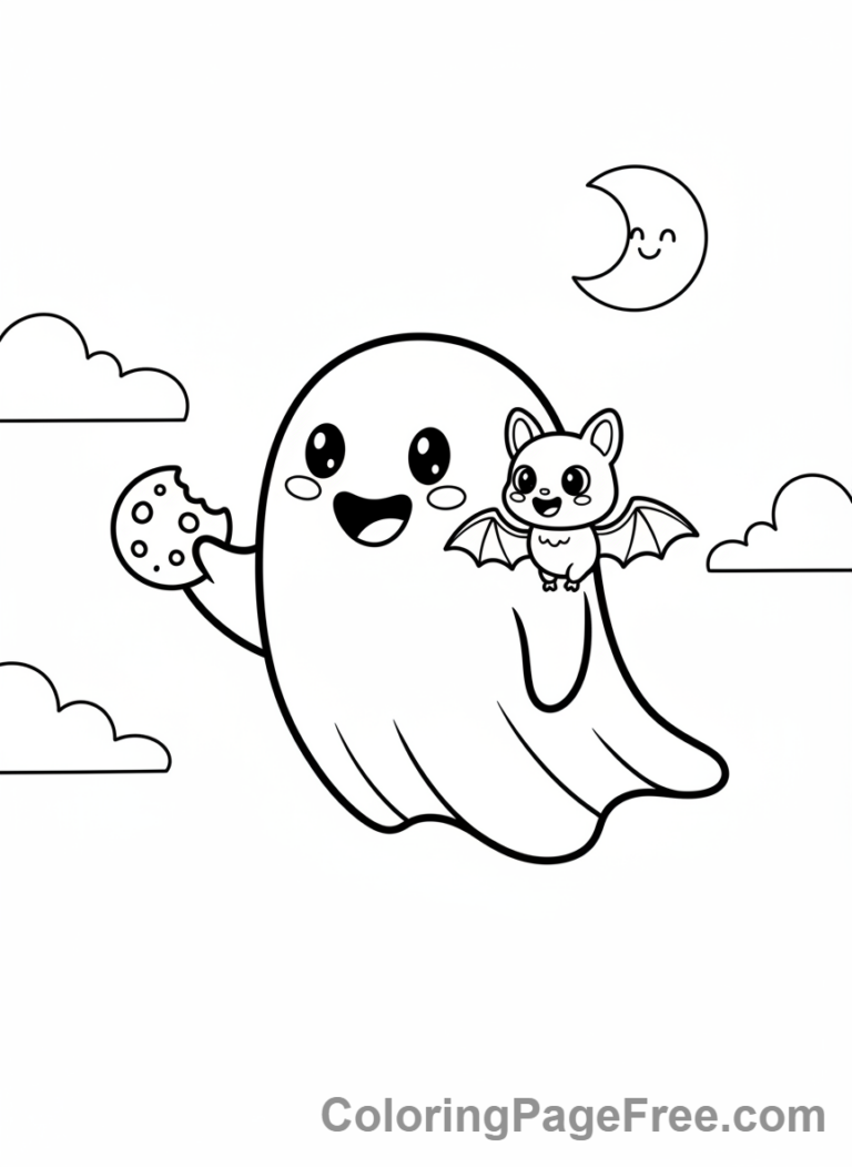 Ghost coloring page - Ghost Sharing Treat