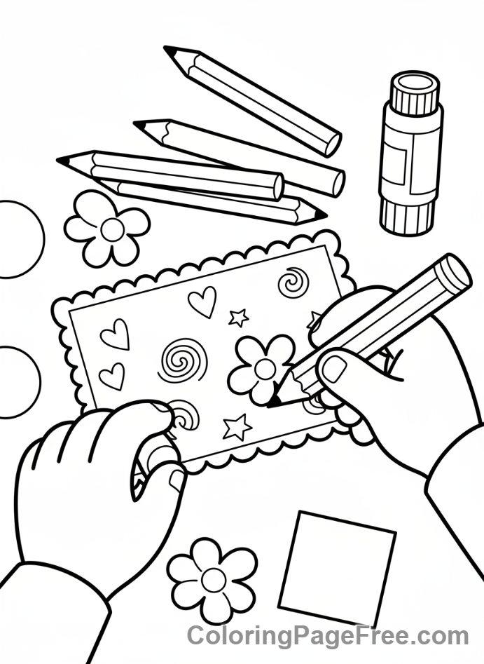 Gift coloring page - Making handmade gift