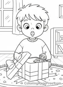 Gift coloring page - Surprise gift reaction