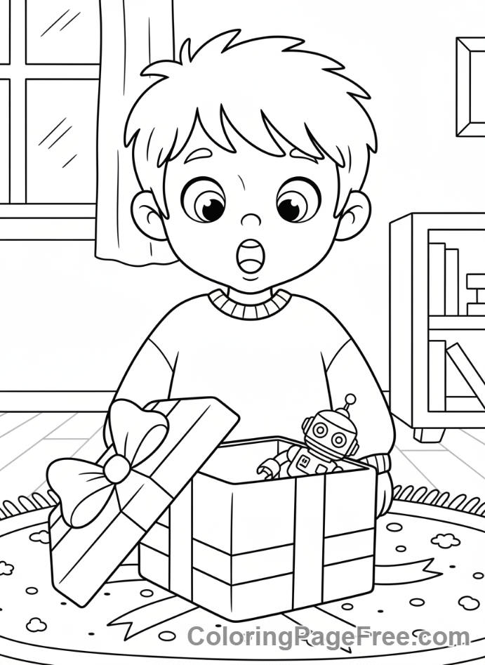 Gift coloring page - Surprise gift reaction