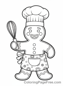 Gingerbread coloring page - Gingerbread chef smiling