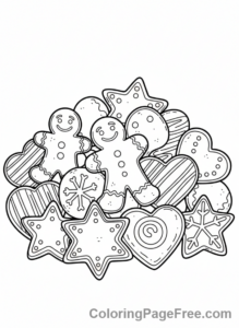 Gingerbread coloring page - Gingerbread cookie pile