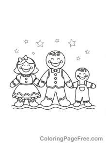 Gingerbread coloring page - Gingerbread family smiling