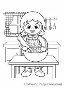 Gingerbread coloring page - Gingerbread girl baking