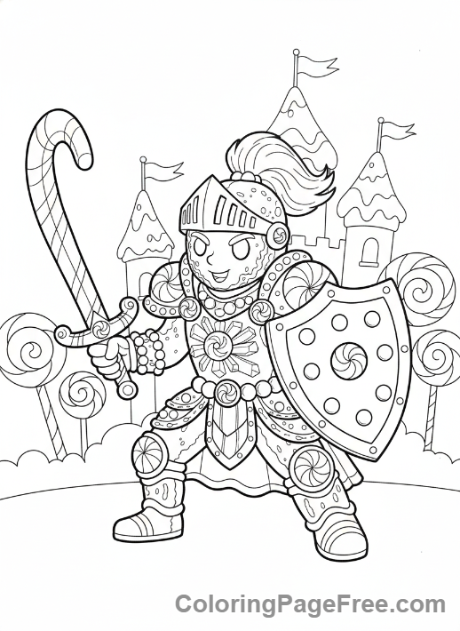 Gingerbread coloring page - Gingerbread knight sword