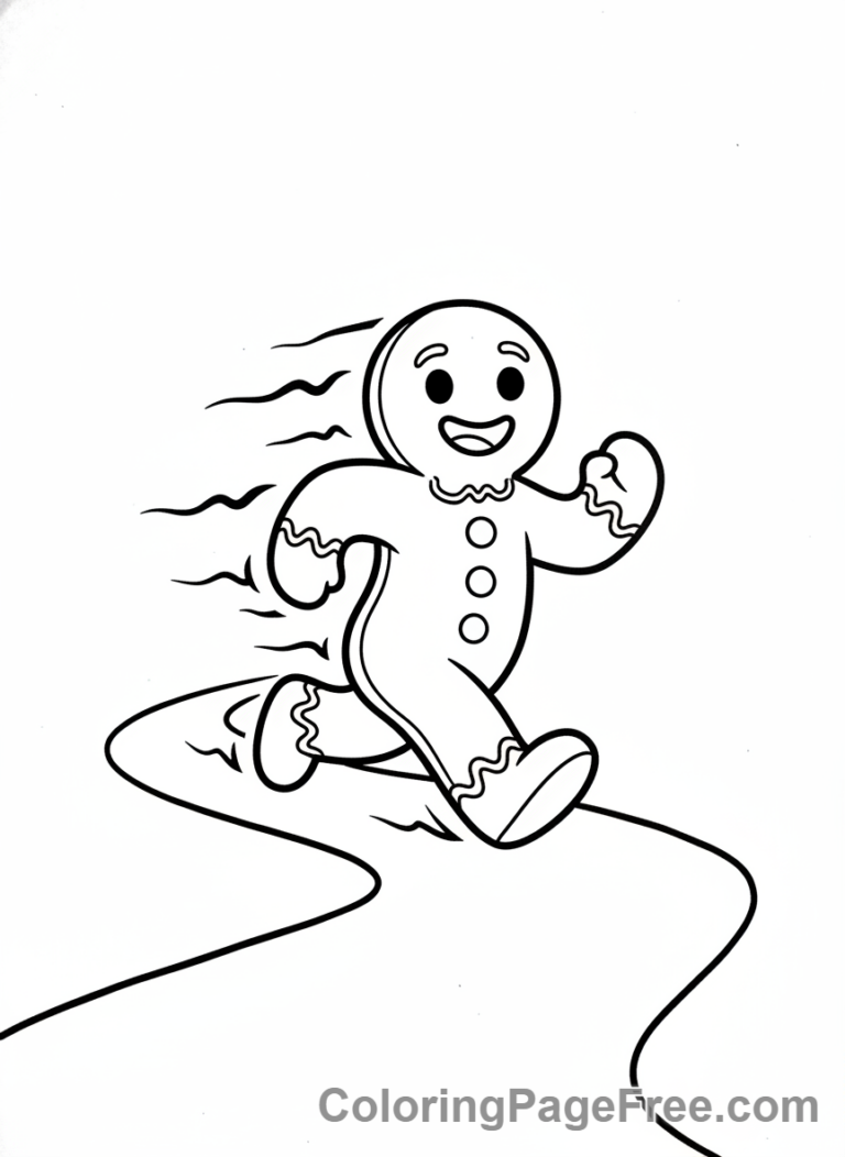Gingerbread coloring page - Gingerbread man running