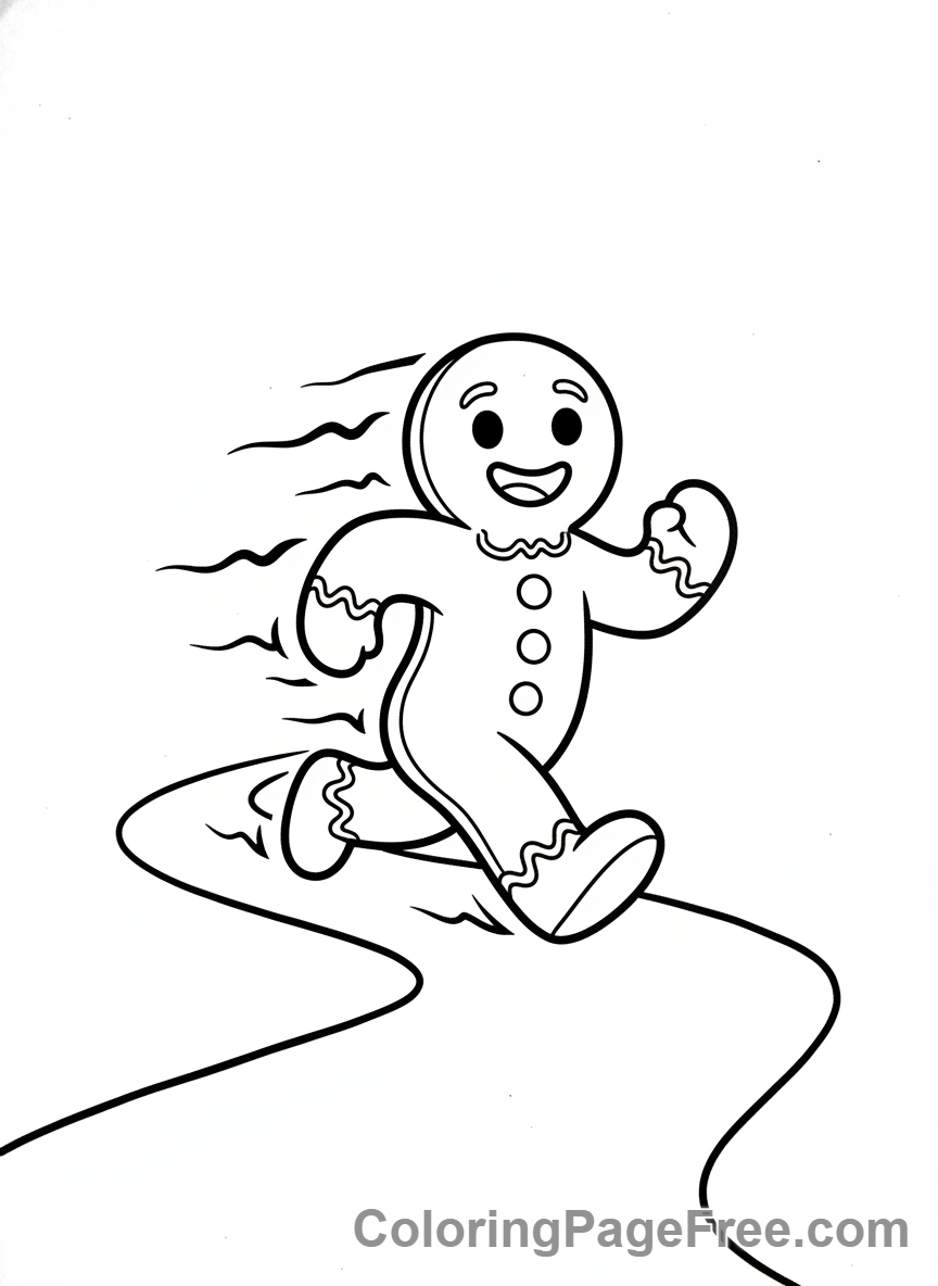 Gingerbread coloring page - Gingerbread man running
