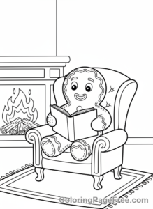 Gingerbread coloring page - Gingerbread reading book