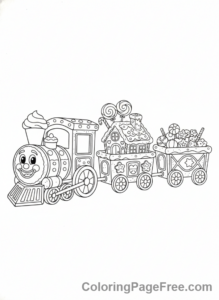 Gingerbread coloring page - Gingerbread train smiling