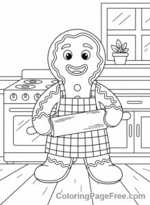Gingerbread Man coloring page - Gingerbread man baking