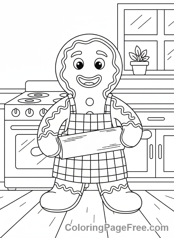 Gingerbread Man coloring page - Gingerbread man baking