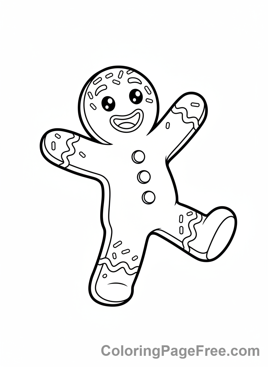 Gingerbread Man coloring page - Gingerbread man dancing