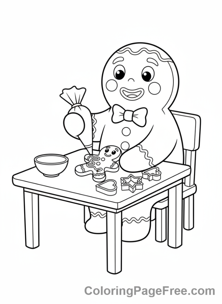 Gingerbread Man coloring page - Gingerbread man decorating