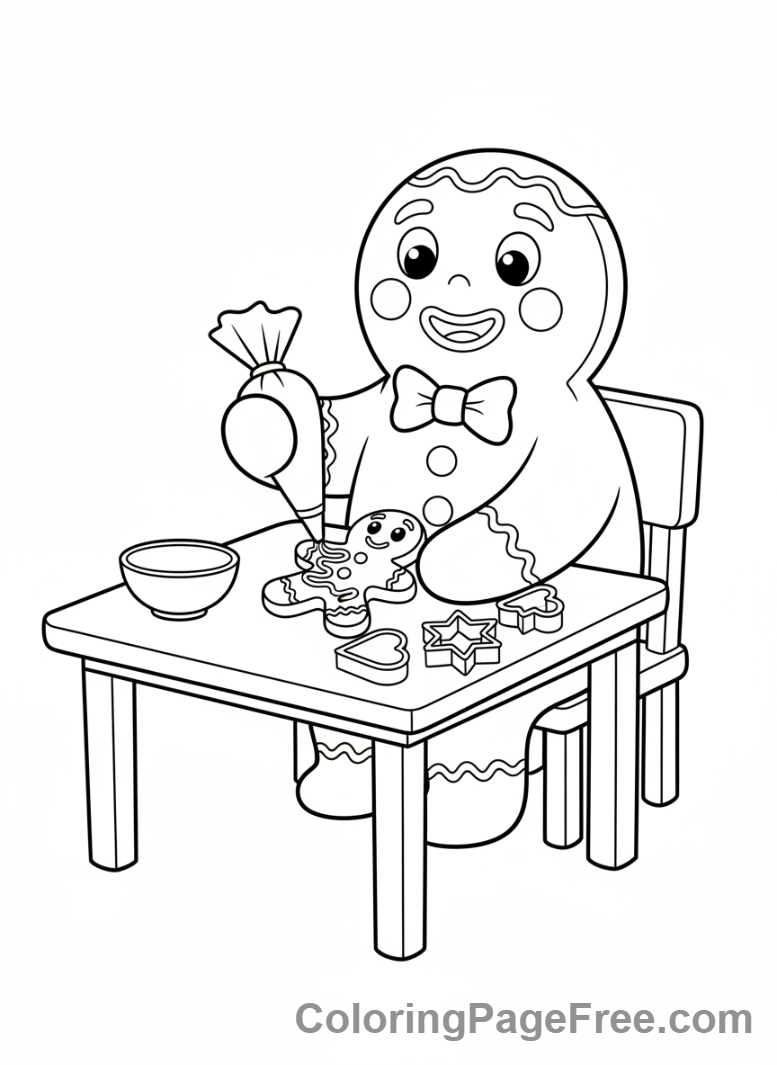 Gingerbread Man coloring page - Gingerbread man decorating