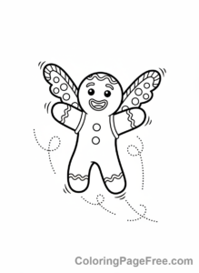 Gingerbread Man coloring page - Gingerbread man flying