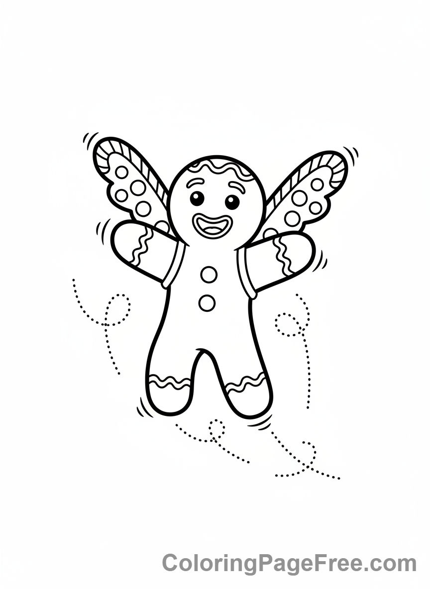 Gingerbread Man coloring page - Gingerbread man flying