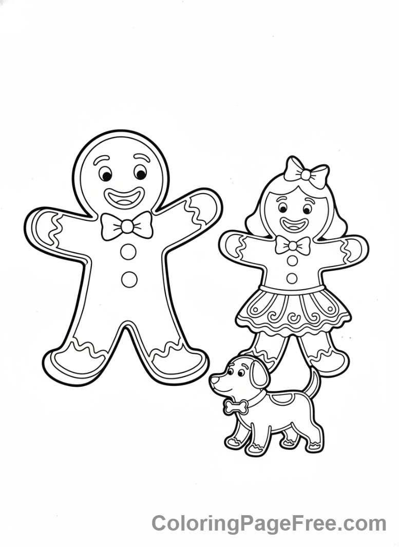 Gingerbread Man coloring page - Gingerbread man friends