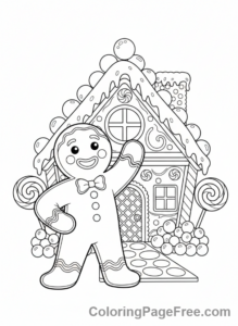 Gingerbread Man coloring page - Gingerbread man house