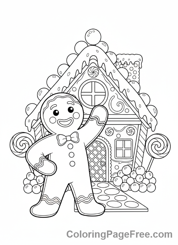 Gingerbread Man coloring page - Gingerbread man house