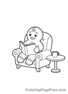 Gingerbread Man coloring page - Gingerbread man reading