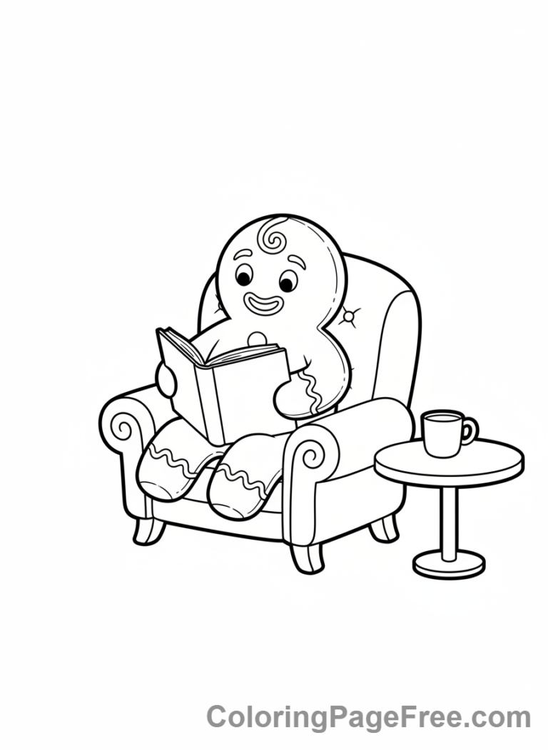 Gingerbread Man coloring page - Gingerbread man reading