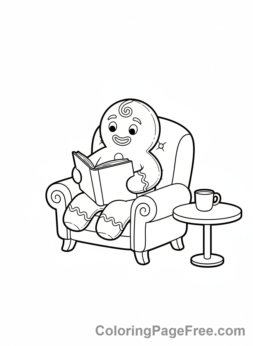 Gingerbread Man coloring page - Gingerbread man reading