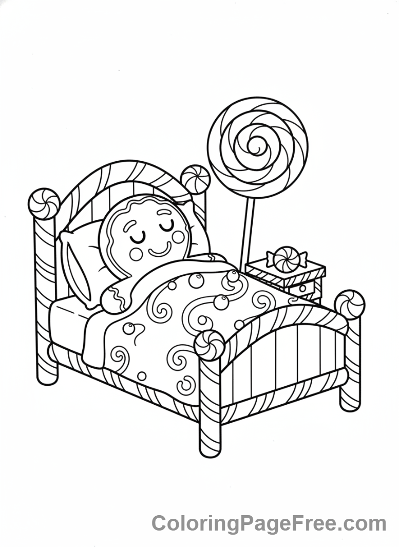 Gingerbread Man coloring page - Gingerbread man sleeping