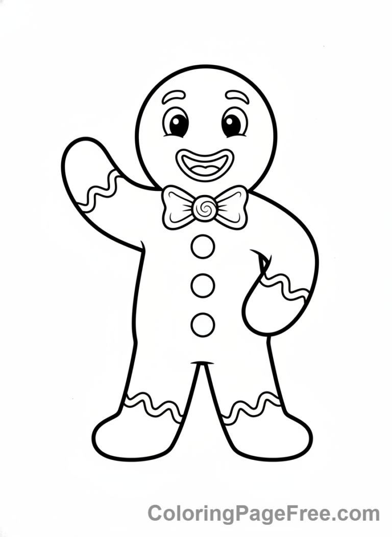 Gingerbread Man coloring page - Gingerbread man waving