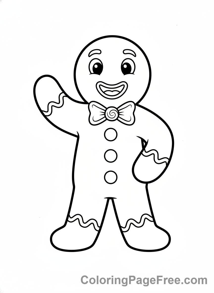 Gingerbread Man coloring page - Gingerbread man waving