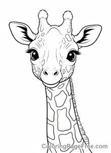 Giraffe coloring page - Baby Giraffe Portrait