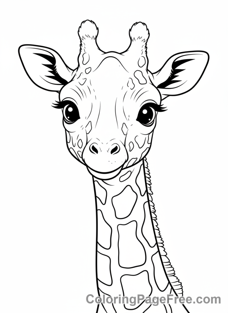 Giraffe coloring page - Baby Giraffe Portrait