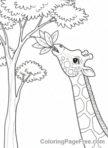 Giraffe coloring page - Giraffe Eating Leaves