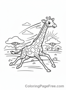Giraffe coloring page - Giraffe Running Playfully
