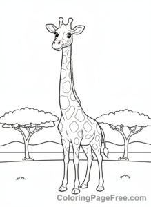 Giraffe coloring page - Giraffe Standing Tall