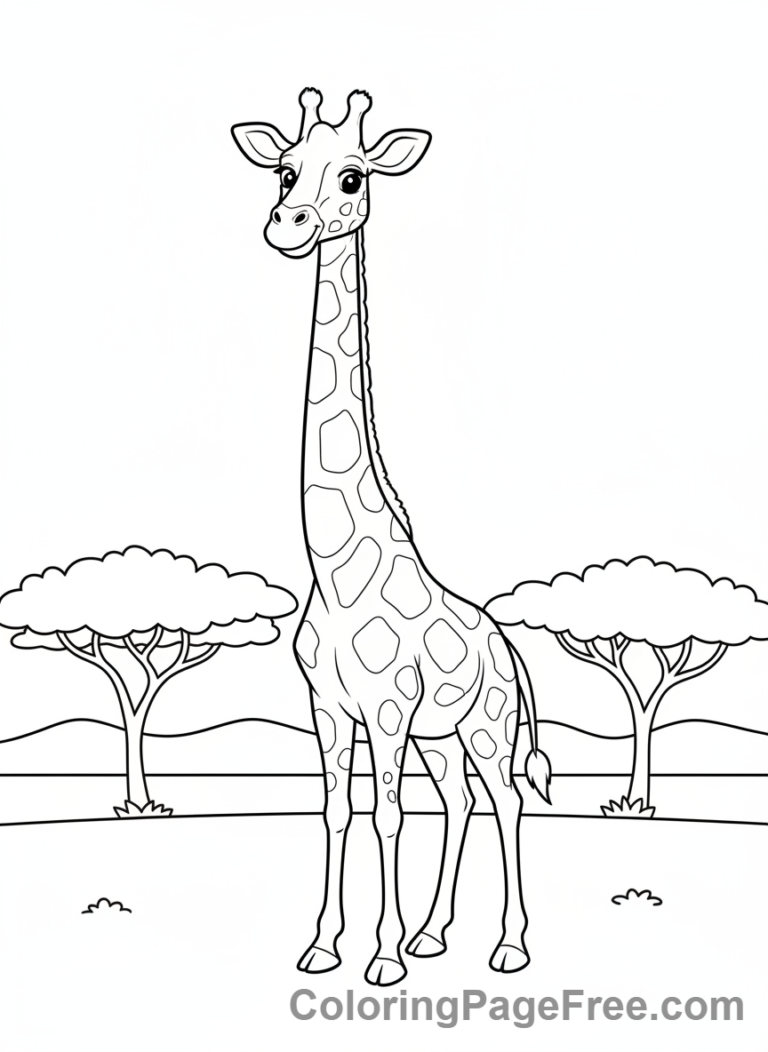 Giraffe coloring page - Giraffe Standing Tall