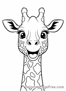 Giraffe coloring page - Happy Giraffe Face