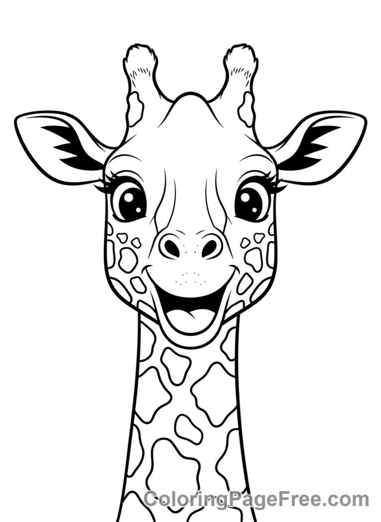 Giraffe coloring page - Happy Giraffe Face