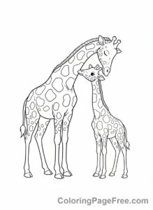Giraffe coloring page - Mother Baby Giraffes