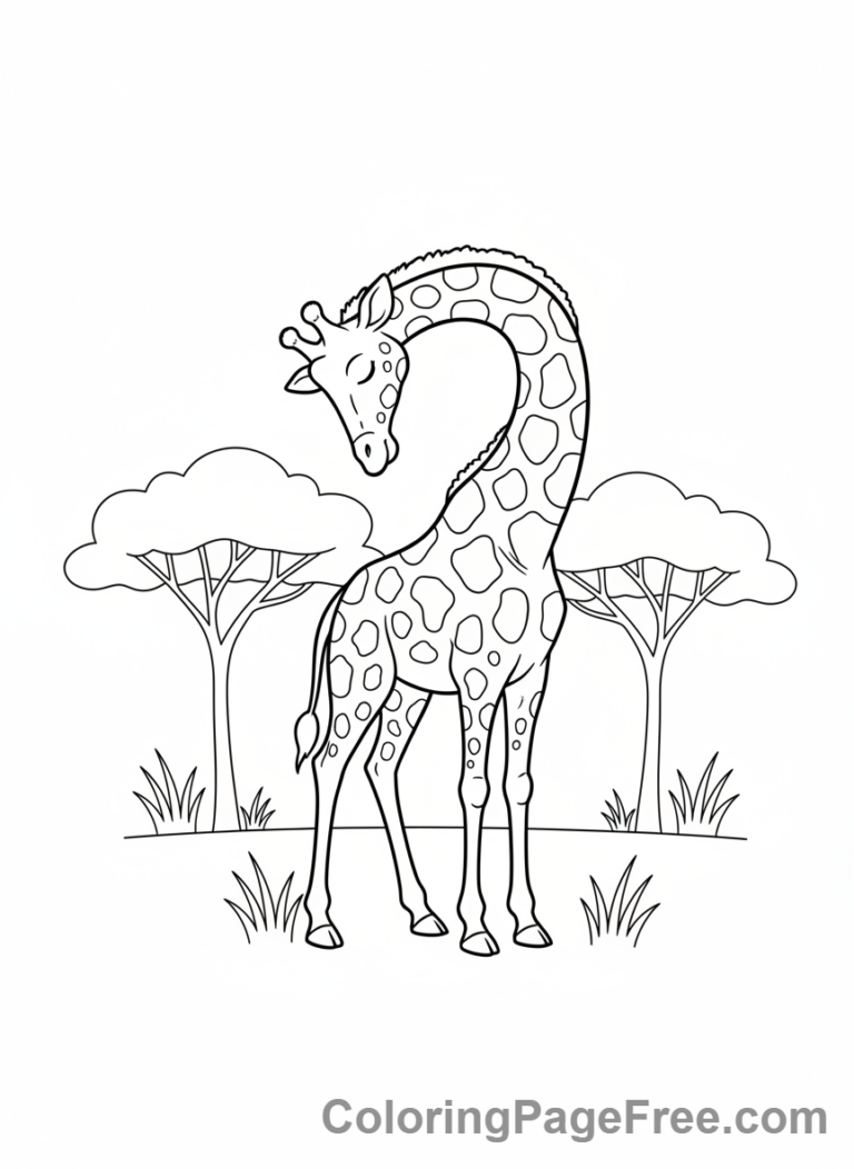 Giraffe coloring page - Sleeping Giraffe Nap